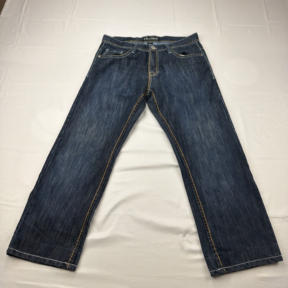 Southpole Mens Baggy Relaxed Fit Jeans Blue Contrast‎ Stitch Y2K Size 36x30